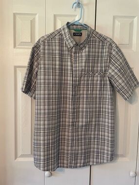 Chaps Men’s Short-Sleeve Plaid Button-Down Shirt - Gray & Blue